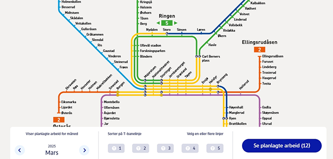 Bilde av interaktivt T-banekart